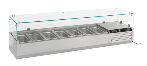 Aufsatzvitrine GN 1/ 1/4 aus Edelstahl, 1600 x 335 x 435 mm