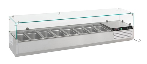 Aufsatzvitrine GN 1/ 1/3 aus Edelstahl, 1800 x 395 x 435 mm