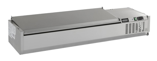 Aufsatzvitrine Deckel GN 1/3 aus Edelstahl, 1500 x 395 x 225 mm