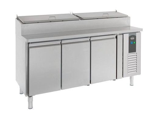 Saladette 3 Türen aus Edelstahl, 8 x 1/3 GN, 1795 x 700 x 1085 mm