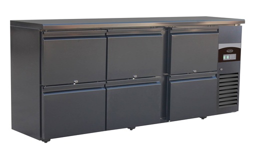 Barkühler 6 Schubladen, 2002 x 513 x 860 mm, schwarz