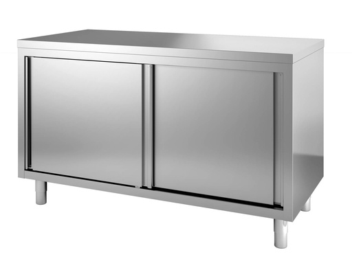 700 Arbeitstisch mit Schiebetüren aus Edelstahl, 1400 x 700 x 850 mm