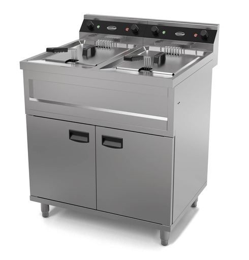 Elektro Friteuse aus Edelstahl, 2 x 12 L, 2 x 9 kW, 800 x 700 x 850 mm
