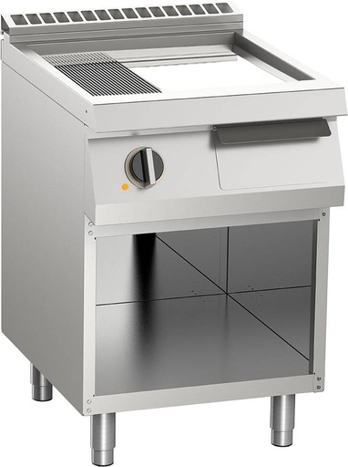 KBS Elektro-Grillplatte geteilt verchromt 7,5kW mit 2 Heizzonen offener Unterbau