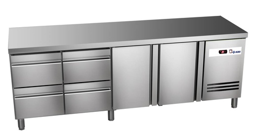 KBS Kühltisch Ready KT4104 mit Arbeitsplatte 2 Türen 4 halbe Schublade
