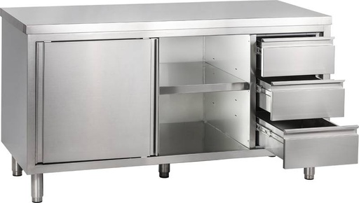 KBS Arbeitsschrank mit Schiebetüren und Schubladenblock B 160cm x T 70cm