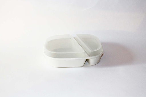 Menübox 2-geteilt 236x181x47mm mit Deckel / cremeweiß / 48 Stk.