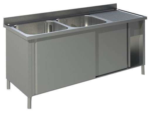KBS Spülschrank mit Schiebetüren B 160cm 2 - Becken links