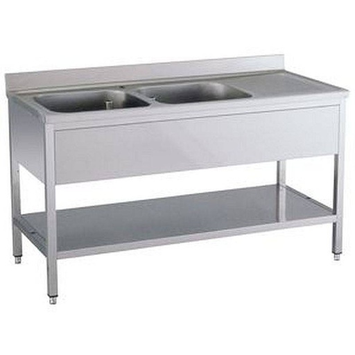 KBS Spültisch 2 Becken links mit Aufkantung B 140cm