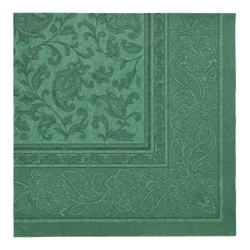 50 Servietten "ROYAL Collection" 1/4-Falz 40 cm x 40 cm dunkelgrün "Ornaments"