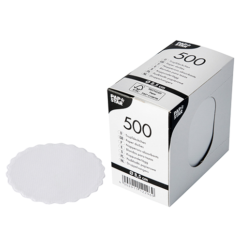 500 Tropfdeckchen rund Ø 8,5 cm weiss