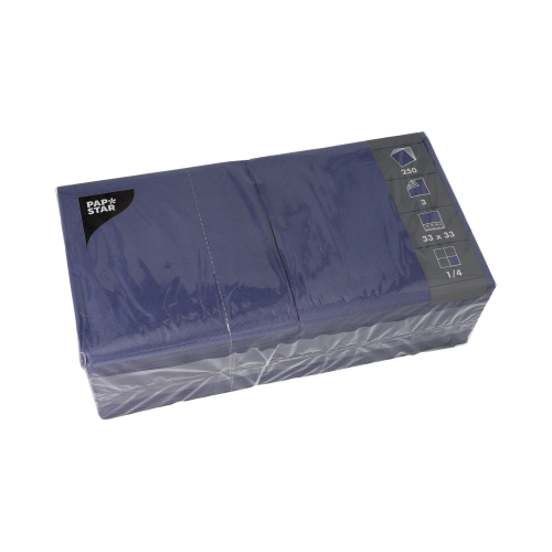 250 Servietten, 3-lagig 1/4-Falz 33 cm x 33 cm dunkelblau