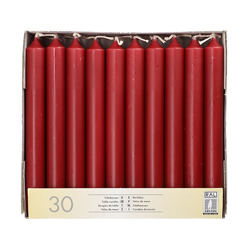 30 Tafelkerzen Ø 2,1 cm · 19,6 cm bordeaux