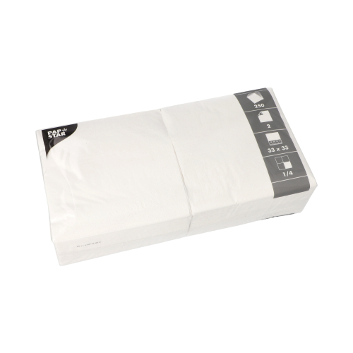 250 Servietten, 2-lagig 1/4-Falz 33 cm x 33 cm weiss