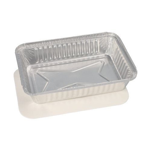 10 Schalen, Alu + Einlegedeckel, PE-beschichtet eckig 0,8 L 4 cm x 15 cm x 21,4 cm