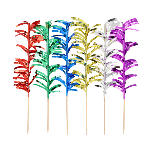 100 Deko-Picker 20 cm farbig sortiert "Palmblätter"