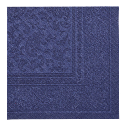 20 Servietten "ROYAL Collection" 1/4-Falz 40 cm x 40 cm dunkelblau "Ornaments"