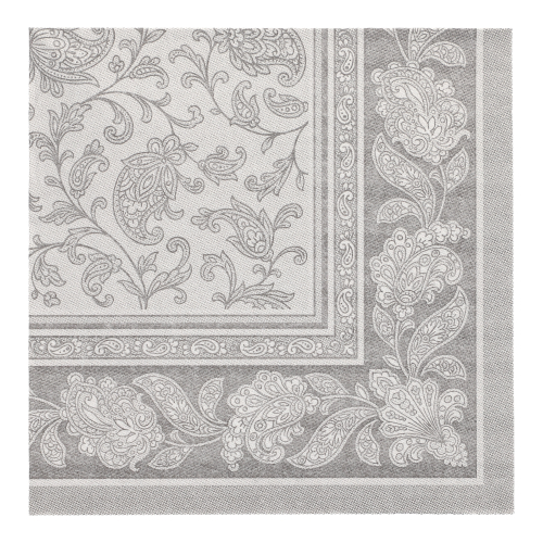 50 Servietten "ROYAL Collection" 1/4-Falz 40 cm x 40 cm grau "Ornaments"