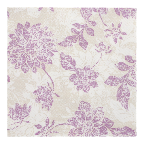 20 Servietten "ROYAL Collection" 1/4-Falz 40 cm x 40 cm lila "Flowers"