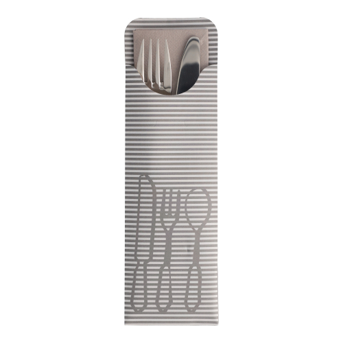 100 Bestecktaschen 23,5 cm x 7,3 cm grau inkl. farbiger Serviette