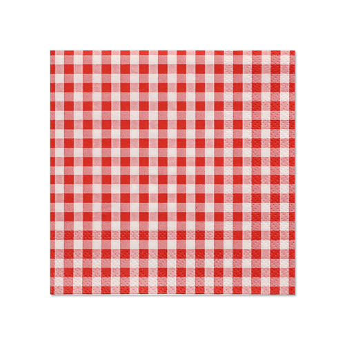 20 Servietten, 3-lagig 1/4-Falz 25 cm x 25 cm rot "Vichy Karo"