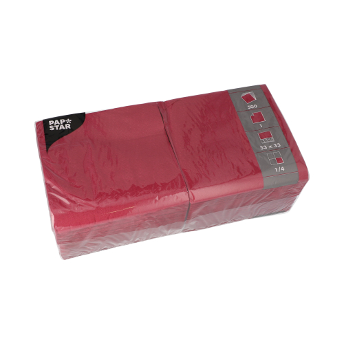 500 Servietten, 1-lagig 1/4-Falz 33 cm x 33 cm weinrot