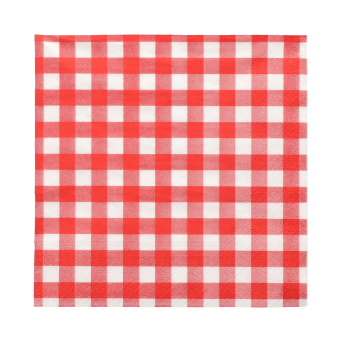 100 Servietten, 3-lagig 1/4-Falz 33 cm x 33 cm rot "Vichy Karo"
