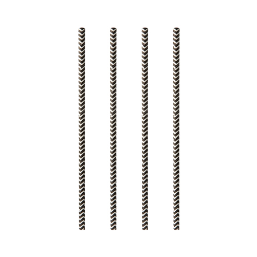 100 Trinkhalme, Papier Ø 6 mm · 20 cm schwarz/weiss "Zig-Zag"