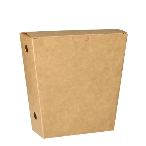 50 Pommes-Frites-Schütte, Pappe "pure" 4,3 cm x 14,5 cm x 11 cm braun mit Klappdeckel