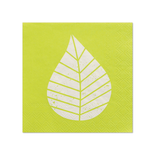 20 Servietten, 3-lagig 1/4-Falz 25 cm x 25 cm grün "Graphic Leaves"