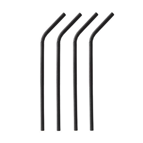 100 Trinkhalme, Papier Ø 6 mm · 22 cm schwarz flexibel