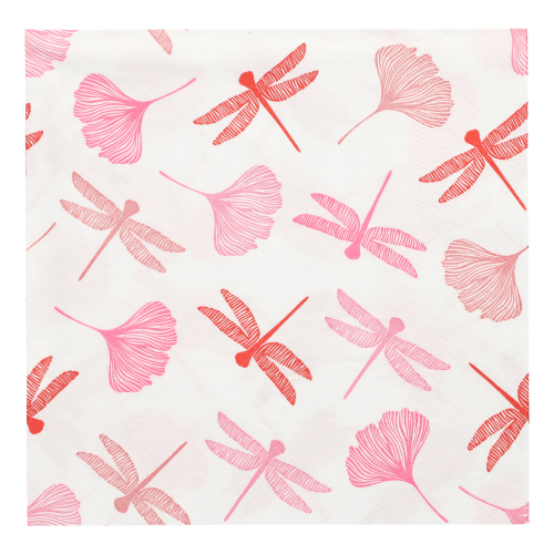 20 Servietten, 3-lagig 1/4-Falz 40 cm x 40 cm rose "Ginko"