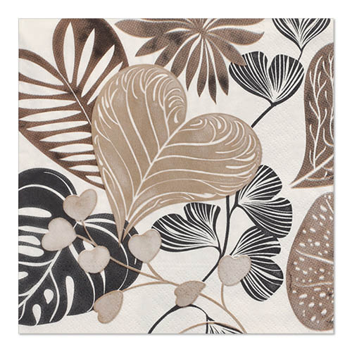 20 Servietten, 3-lagig 1/4-Falz 33 cm x 33 cm "Silky Fronds"