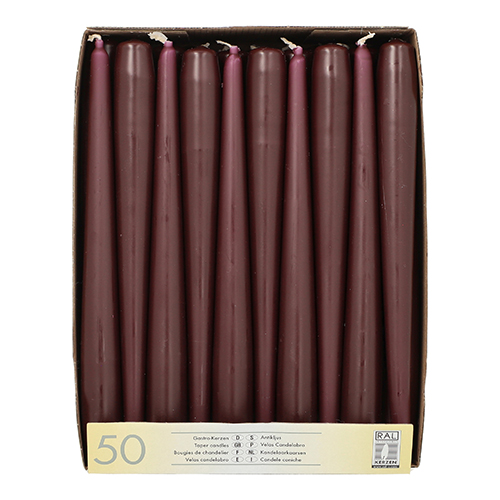 50 Leuchterkerzen Ø 2,2 cm · 25 cm beere