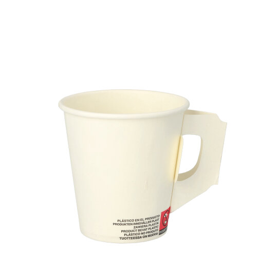 80 Trinkbecher mit Henkel, Pappe 0,18 L Ø 7,3 cm · 7,8 cm weiss