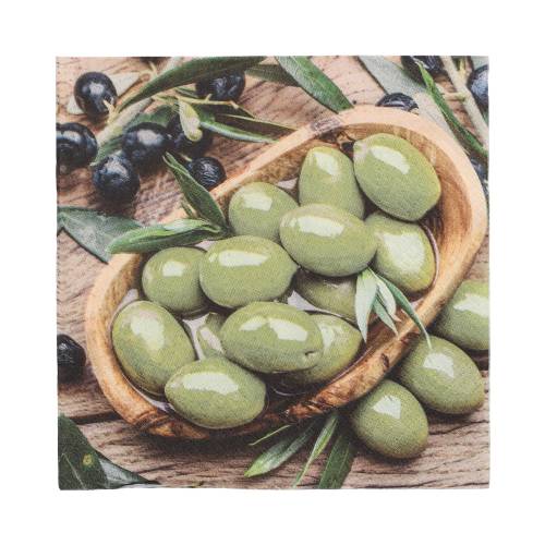 20 Servietten, 3-lagig 1/4-Falz 33 cm x 33 cm "Olive Flavour"