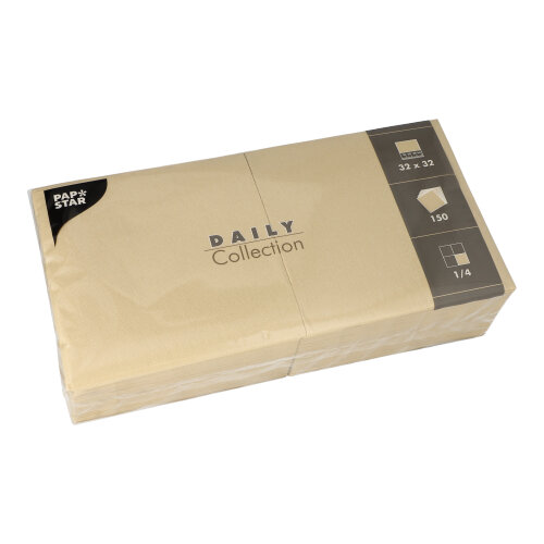 150 Servietten "DAILY Collection" 1/4-Falz 32 cm x 32 cm sand