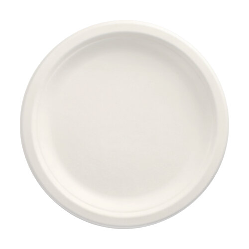 50 Teller, Zuckerrohr "pure" ungeteilt Ø 23 cm · 2 cm weiss