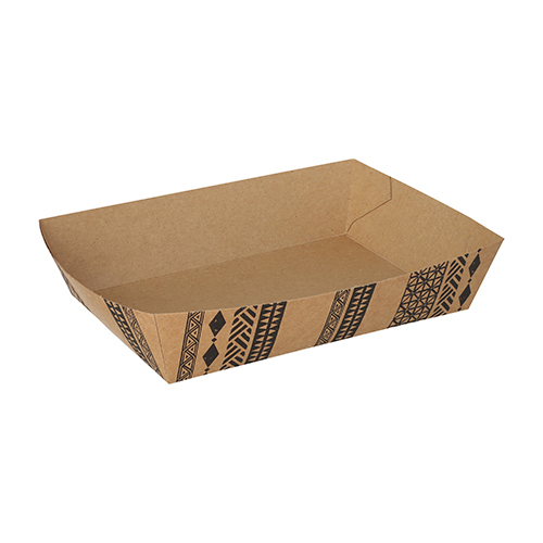 400 Snacktrays, Pappe 4 cm x 11 cm x 16 cm braun "Maori" extra groß