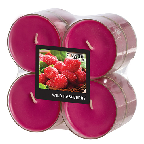 8 "GALA" Maxi Duftlichte Ø 59 mm · 24 mm weinrot - Wild Raspberry in Polycarbonathülle