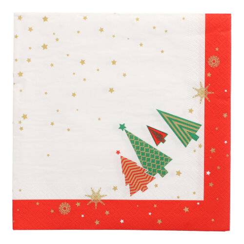 50 Servietten, 3-lagig 1/4-Falz 40 cm x 40 cm "Plain Christmas Trees"