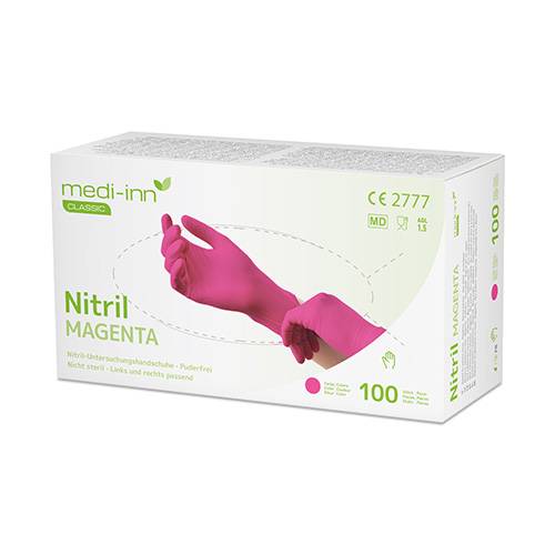 100 "Medi-Inn Classic" Handschuhe, Nitril puderfrei magenta "Nitril Magenta" Größe: S