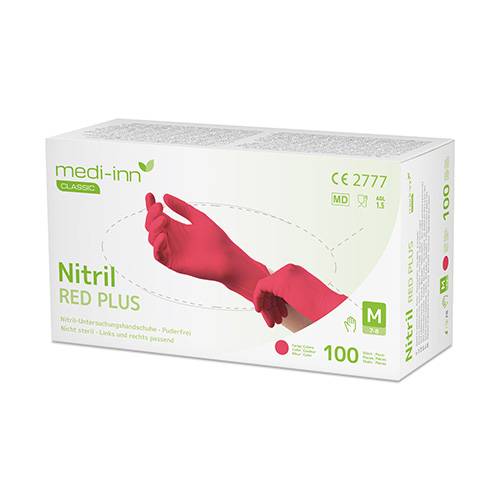 100 "Medi-Inn Classic" Handschuhe, Nitril puderfrei rot "Red Plus" Größe: S