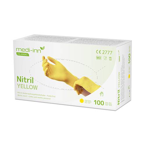 100 "Medi-Inn Classic" Handschuhe, Nitril puderfrei gelb "Nitril Yellow" Größe: L