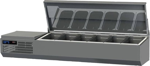 K+T Kühlaufsatz mit CNS-Deckel für 6 x GN 1/4, Behältertiefe 150 mm, steckerfertig