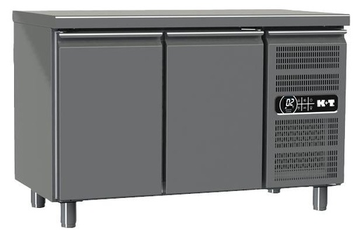 K+T Kühltisch GN 2/3, Korpushöhe 700 mm, abgekantete Arbeitsplatte, 2 Abteile, steckerfertig