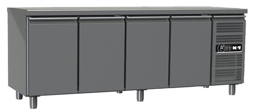K+T Kühltisch GN 2/3, Korpushöhe 700 mm, abgekantete Arbeitsplatte, 4 Abteile, steckerfertig
