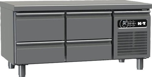 K+T Snackkühltisch GN 1/1, Korpushöhe 475 mm, abgekantete Arbeitsplatte, 2 Abteile, steckerfertig