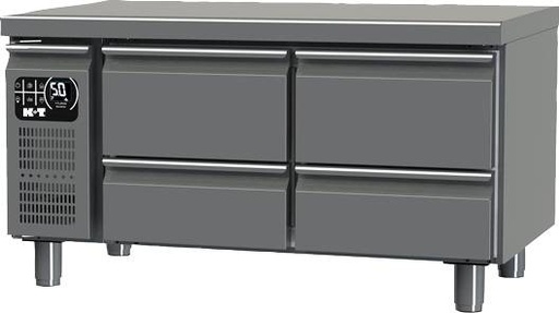 K+T Snackkühltisch GN 1/1, Korpushöhe 475 mm, abgekantete Arbeitsplatte, 2 Abteile, Zentralkühlung