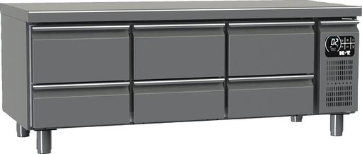 K+T Snackkühltisch GN 1/1, Korpushöhe 475 mm, abgekantete Arbeitsplatte, 3 Abteile, Zentralkühlung